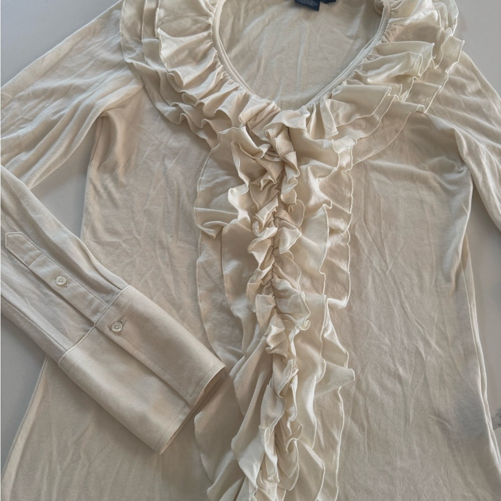 Ralph Lauren Cream Ruffled Blouse - Picture 2 of 6